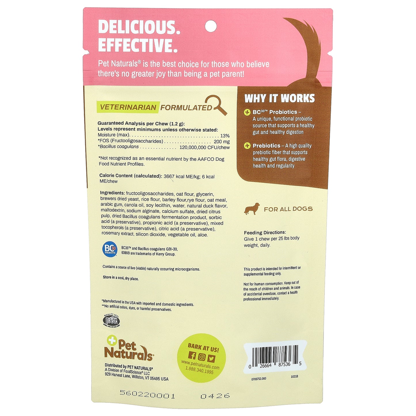 Pet Naturals, Daily Probiotic, For Dogs, All Sizes, 60 Chews, 2.54 oz (72 g)