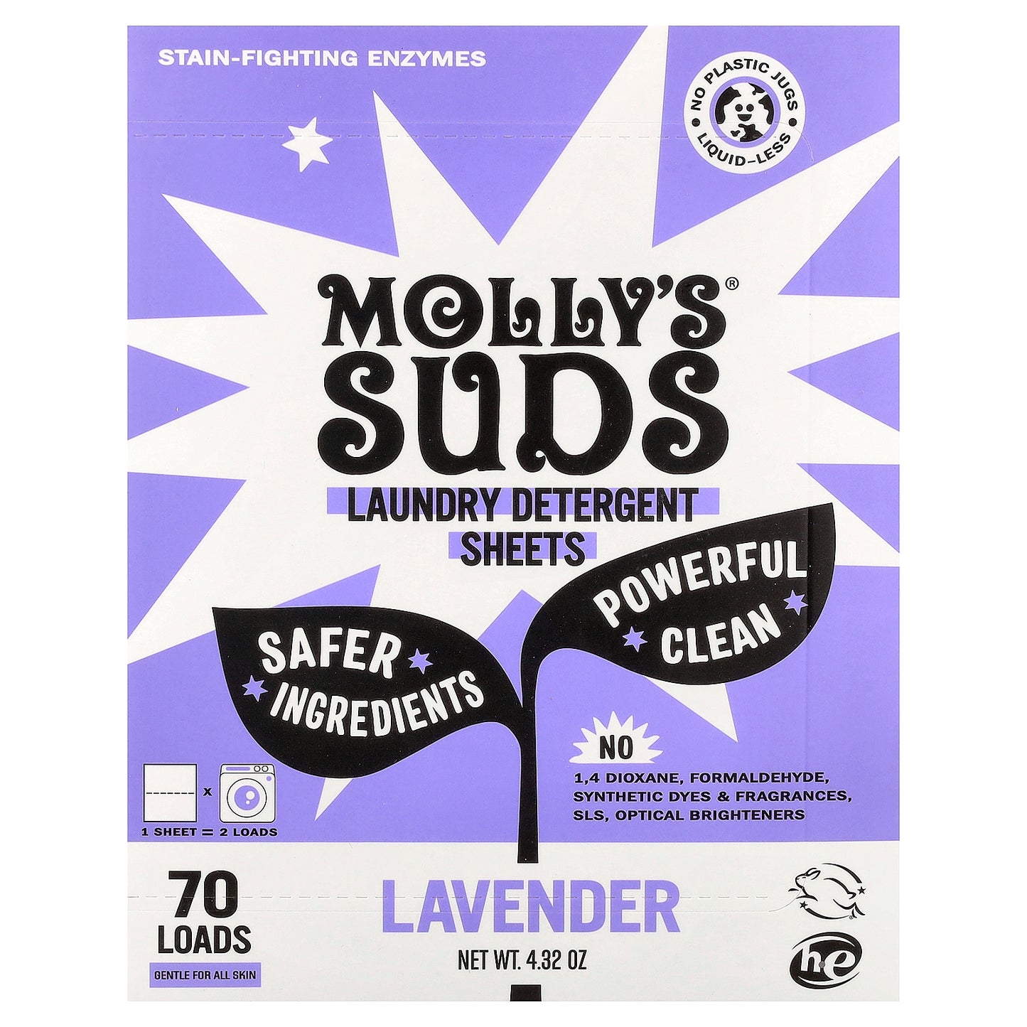 Molly's Suds, Laundry Detergent Sheets, Lavender, 35 Sheets
