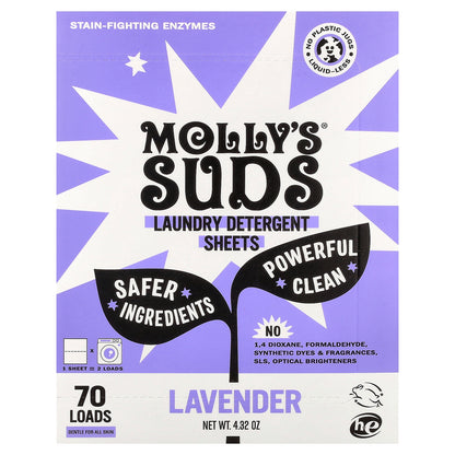 Molly's Suds, Laundry Detergent Sheets, Lavender, 35 Sheets