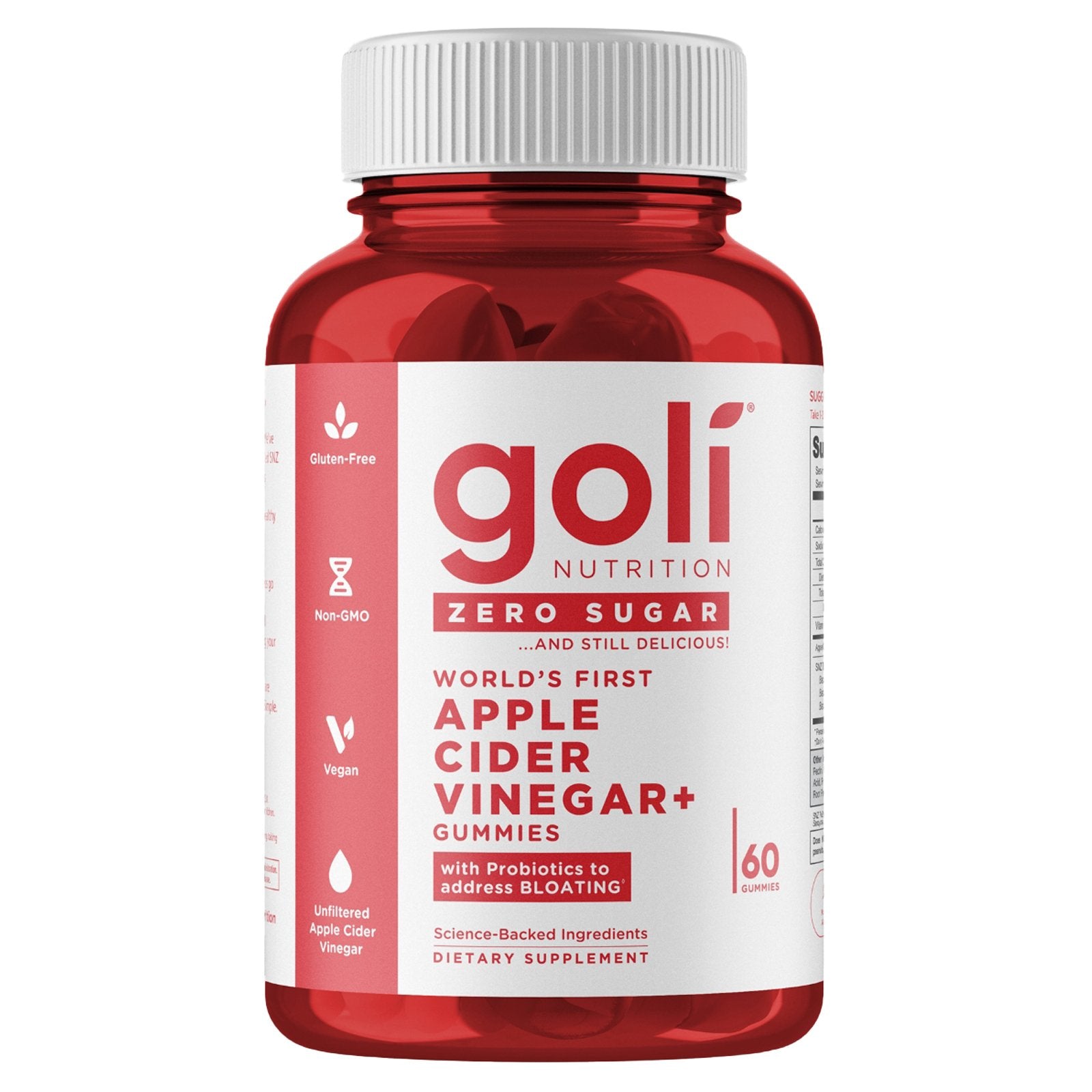 Goli Nutrition, World's First Apple Cider Vinegar+ Gummies, Zero Sugar, 60 Gummies