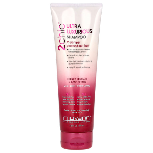 Giovanni, 2chic, Ultra-Luxurious Shampoo, To Pamper Stressed-Out Hair, Cherry Blossom + Rose Petals, 8.5 fl oz (250 ml)