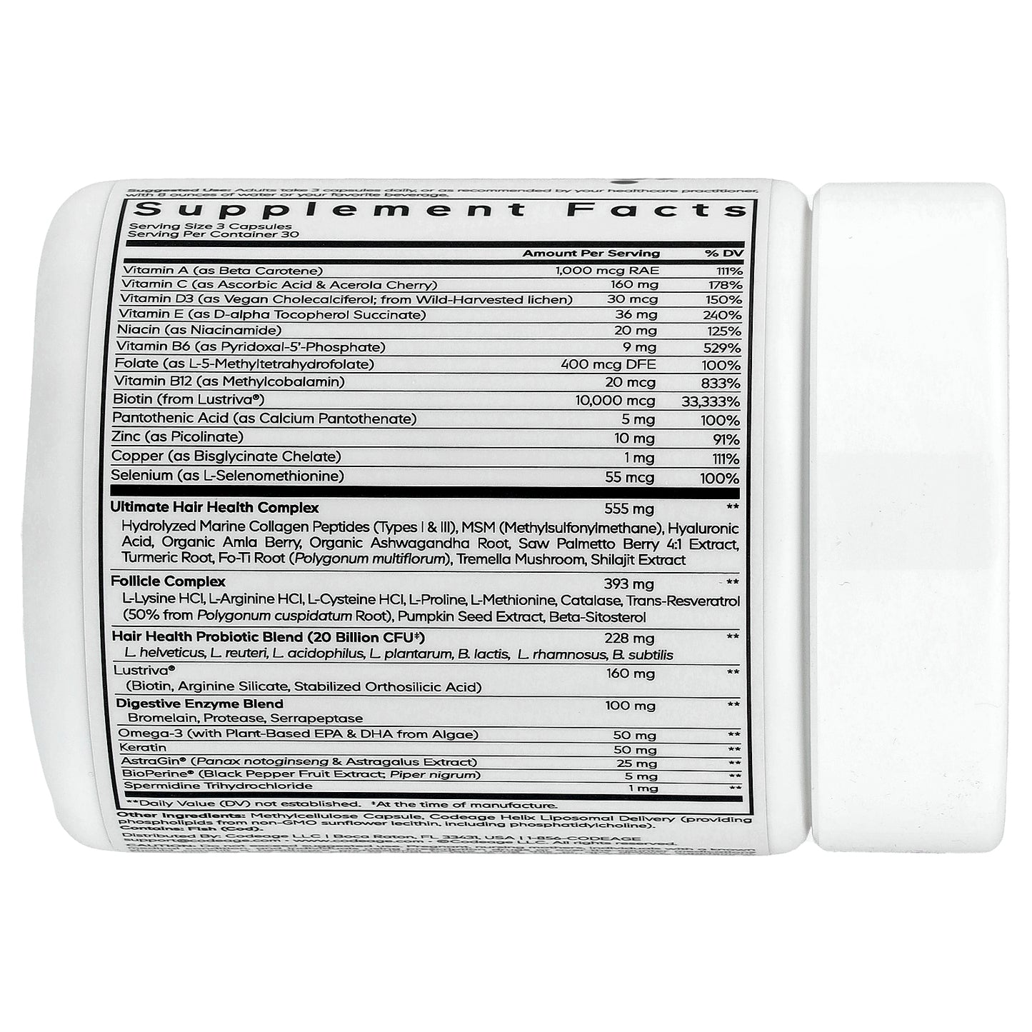 Codeage, Hair Vitamins, Platinum, 90 Vegetable Capsules