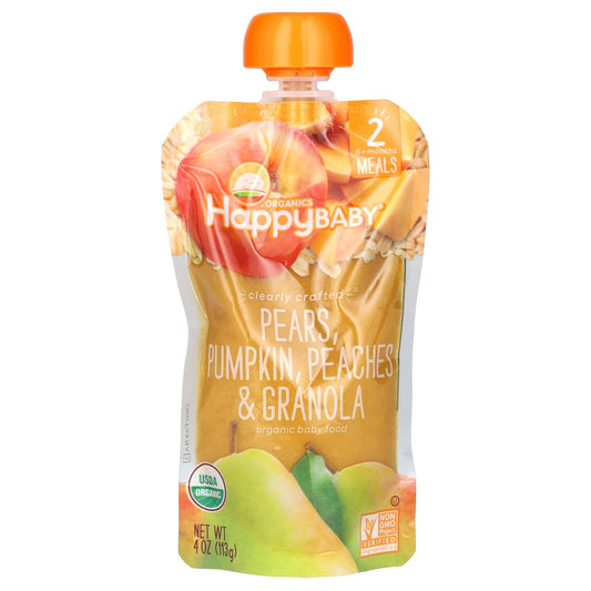 Happy Family Organics, Happy Baby, Organic Baby Food, 6+ Months, Pears, Pumpkin, Peaches & Granola, 4 oz (113 g)