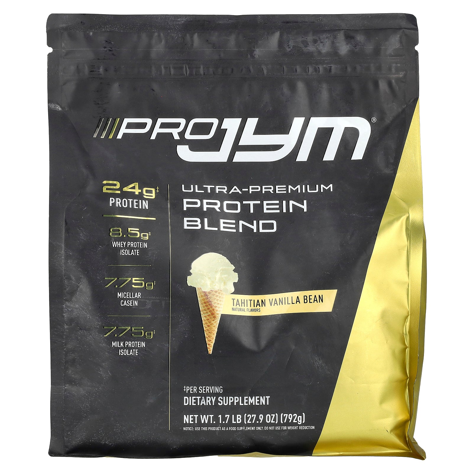 JYM Supplement Science, Pro JYM, Ultra-Premium Protein Blend, Tahitian Vanilla Bean, 1.7 lb (792 g)