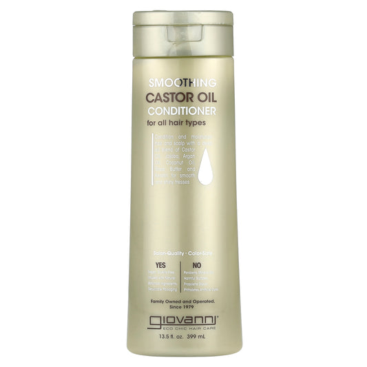 Giovanni, Smoothing Castor Oil Conditioner, For All Hair Types, 13.5 fl oz (399 ml)