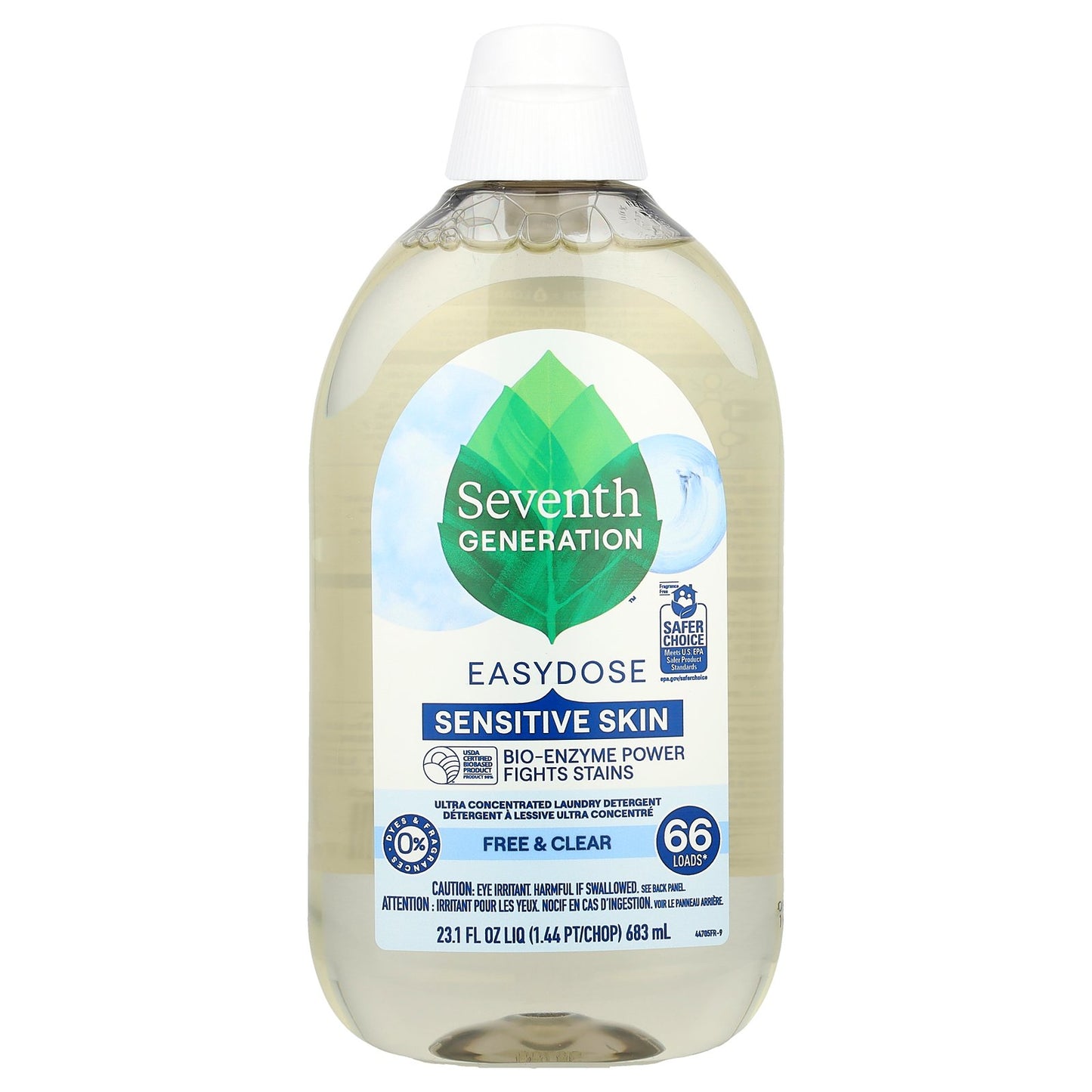 Seventh Generation, Easydose, Ultra Concentrated Laundry Detergent, Free & Clear, 66 Loads, 23.1 fl oz (683 ml)