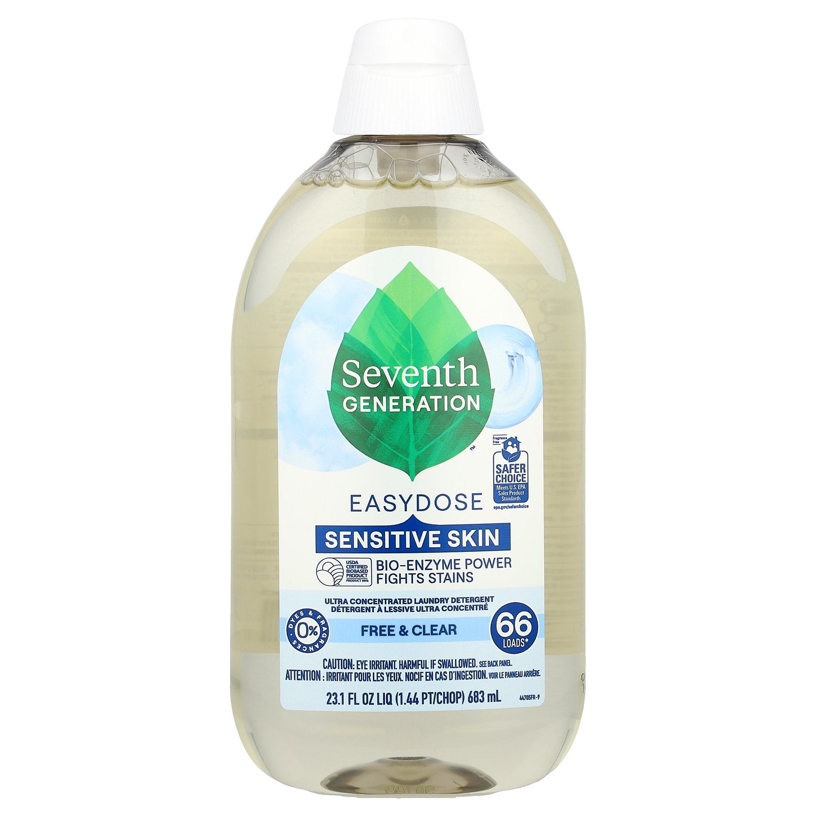 Seventh Generation, Easydose, Ultra Concentrated Laundry Detergent, Free & Clear, 66 Loads, 23.1 fl oz (683 ml)
