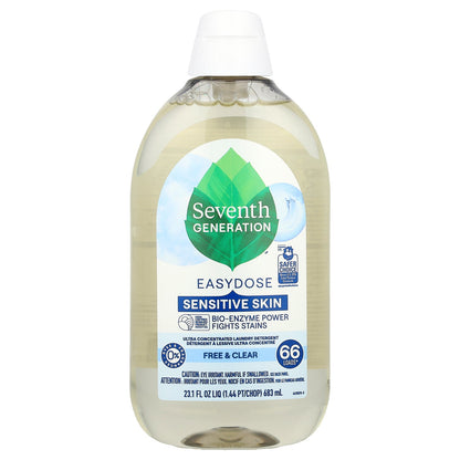 Seventh Generation, Easydose, Ultra Concentrated Laundry Detergent, Free & Clear, 66 Loads, 23.1 fl oz (683 ml)