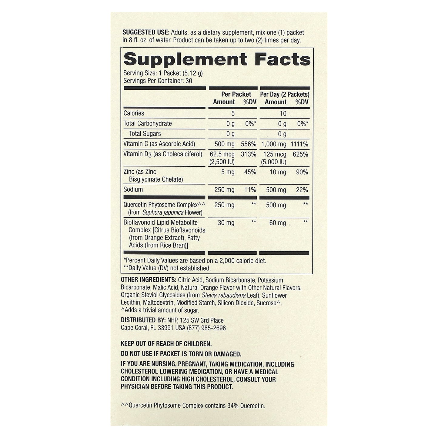 Dr. Mercola, Vitamin C-PAK with Quercetin, Natural Orange, 500 mg, 30 Packets, 0.18 oz (5.12 g) Each