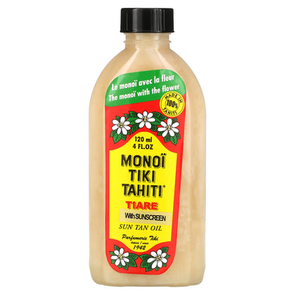 Monoi Tiare Tahiti, Sun Tan Oil With Sunscreen, SPF 3, 4 fl oz (120 ml)