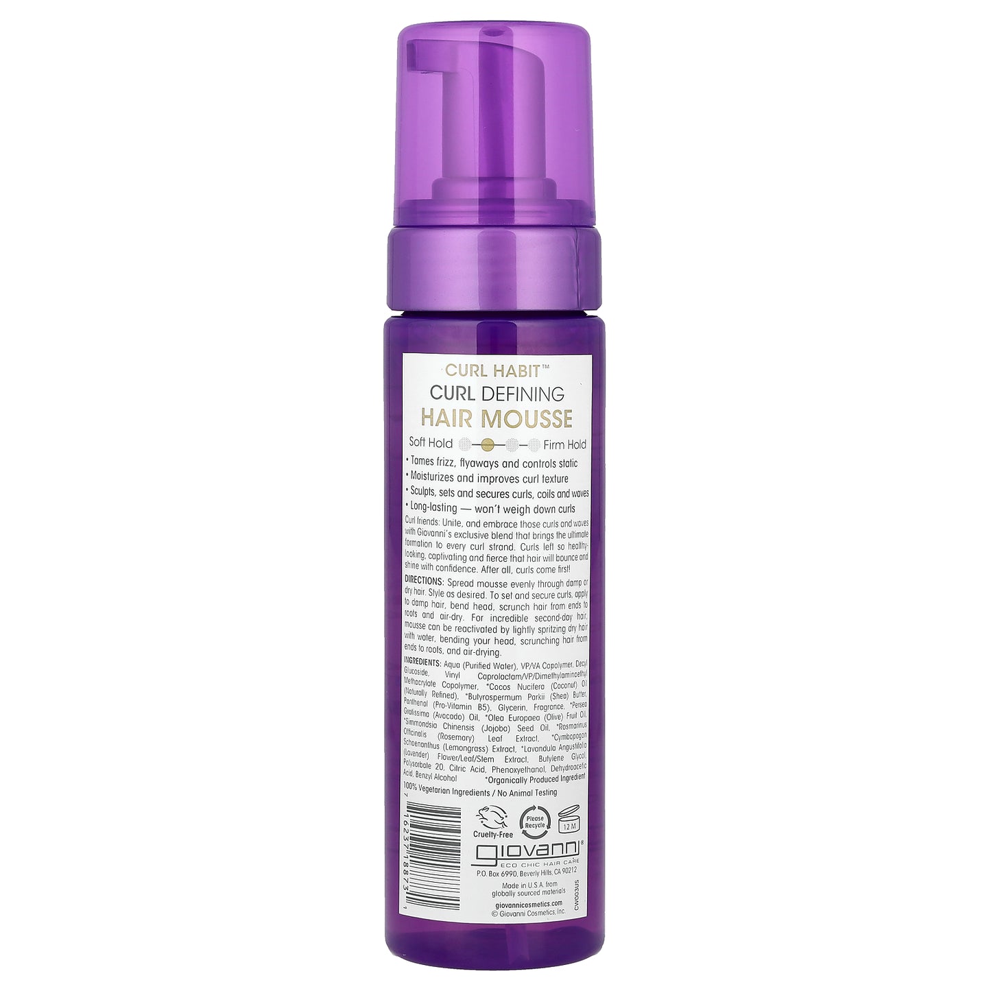 Giovanni, Curl Habit™, Defining Hair Mousse, For All Curl Types and Textured Hair, 7 fl oz (207 ml)