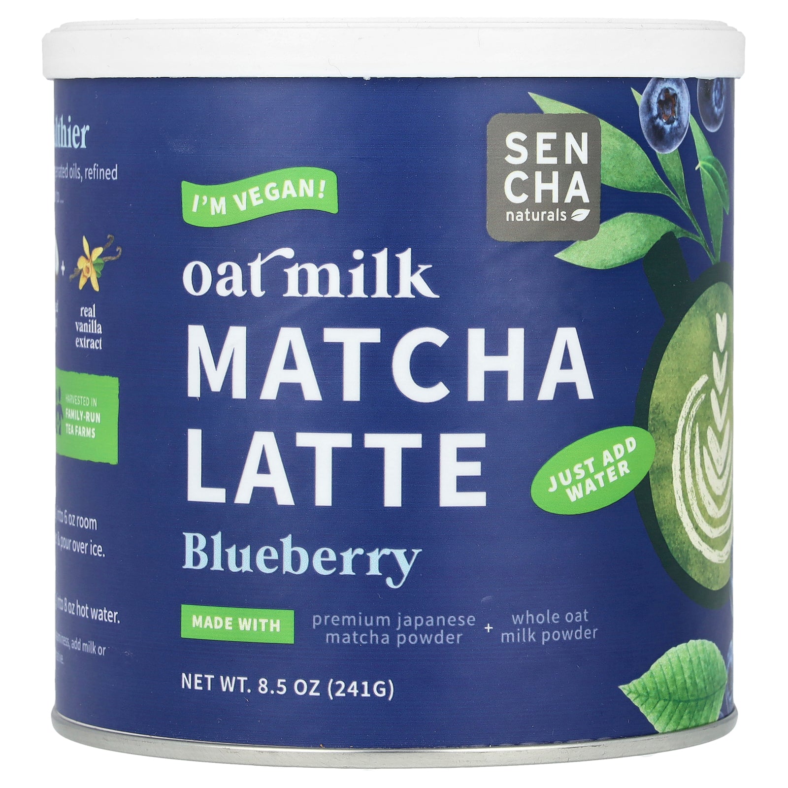 Sencha Naturals, Oat Milk Matcha Latte, Blueberry, 8.5 oz (241 g)