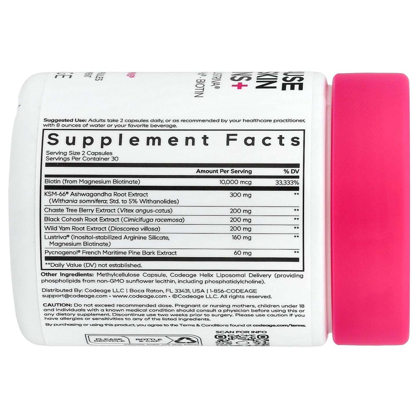 Codeage, Menopause Hair Skin Vitamins+, 60 Vegetable Capsules