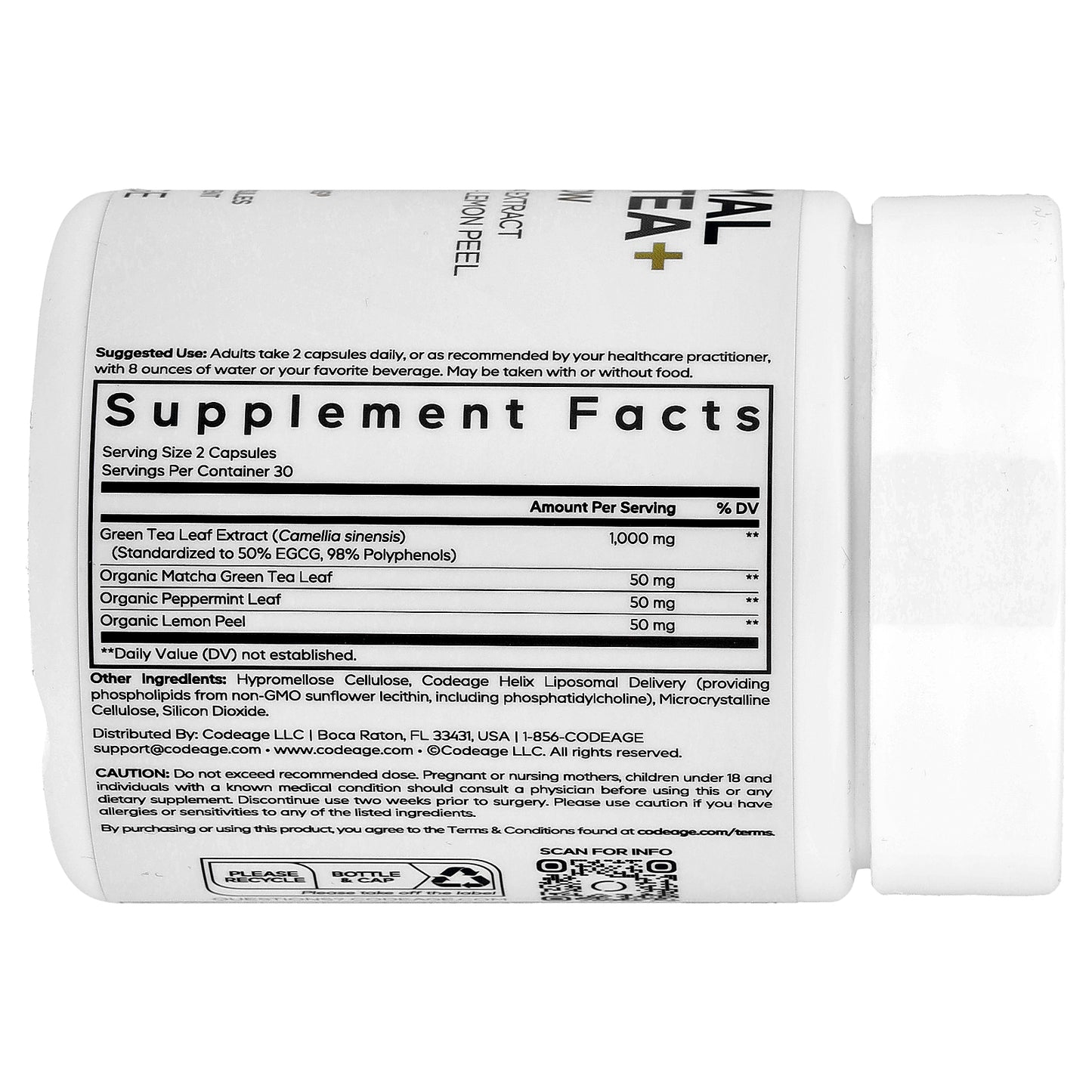 Codeage, Liposomal Green Tea+, 60 Vegetable Capsules