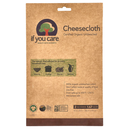 If You Care, Organic Unbleached Cheesecloth, 2 sq yards