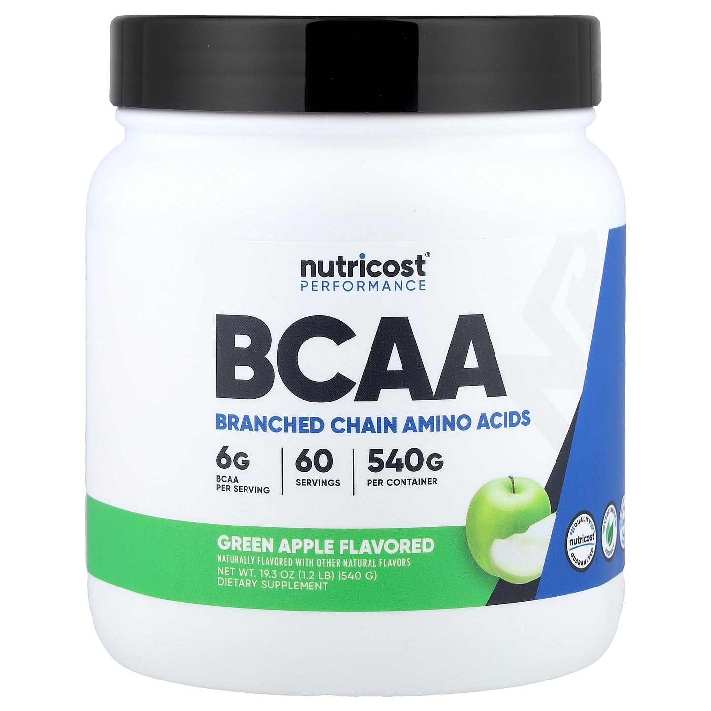 Nutricost, Performance, BCAA, Green Apple , 1.2 lb (540 g)
