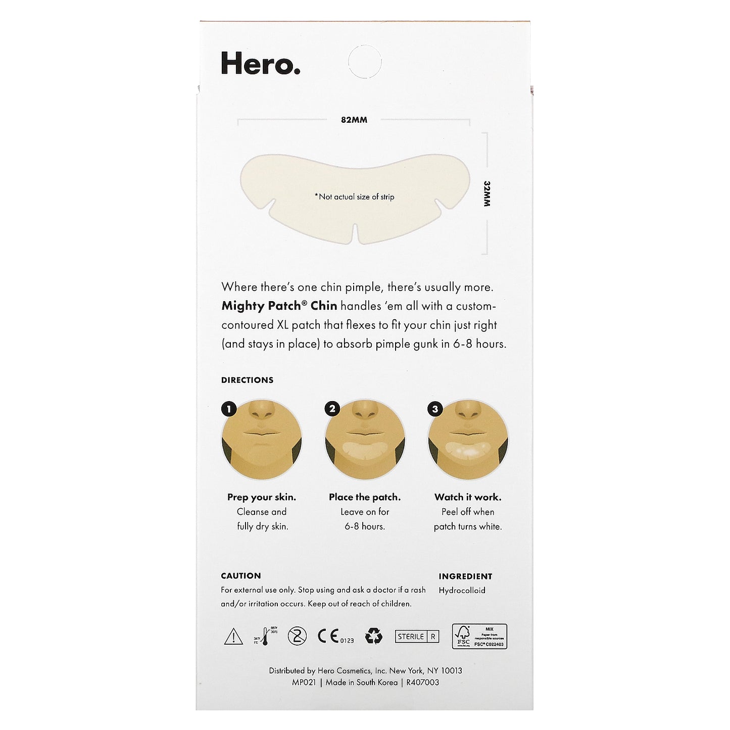 Hero Cosmetics, Mighty Patch® Chin, 10 Hydrocolloid Patches