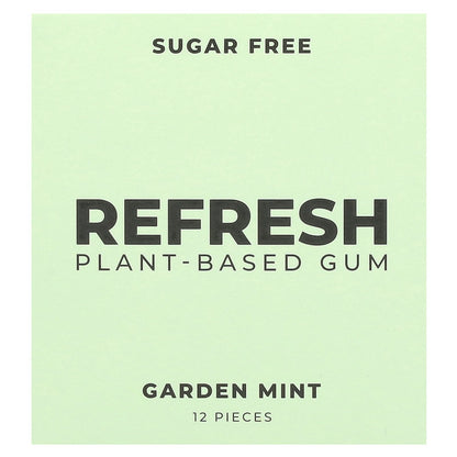 Refresh Gum, Plant-Based Gum, Garden Mint, 12 Pieces