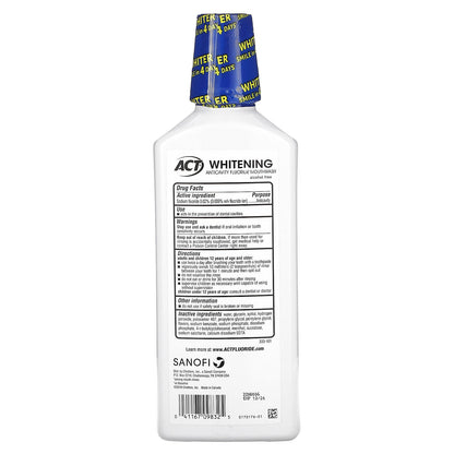 ACT, Whitening Anticavity Fluoride Mouthwash, Alcohol Free, Gentle Mint, 16.9 fl oz (500 ml)