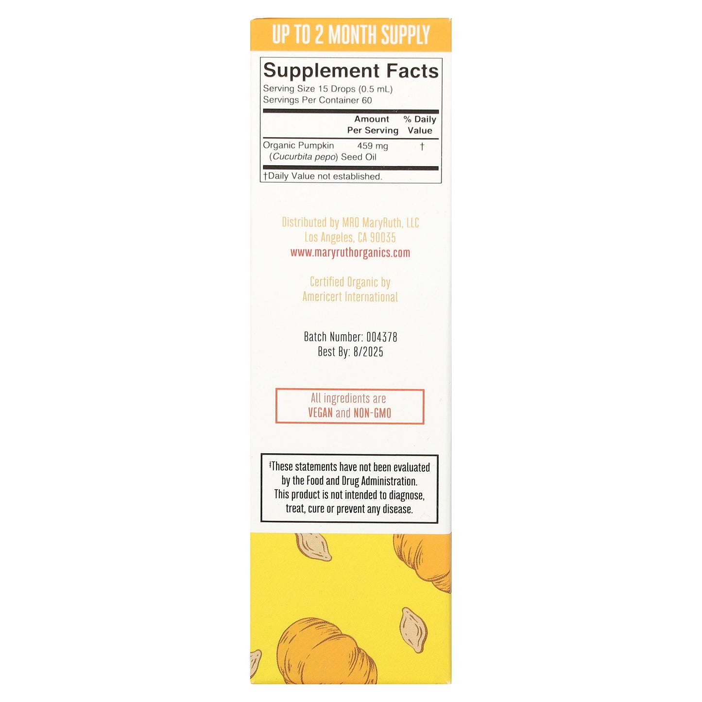 MaryRuth's, Organic Pumpkin Seed Oil Liquid Drops, Alcohol Free, 459 mg, 1 fl oz (30 ml)