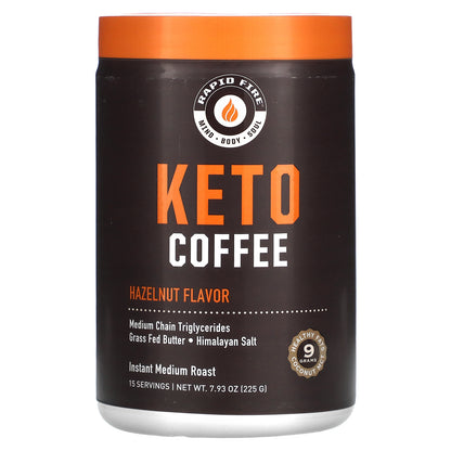 RAPIDFIRE, Keto Coffee, Hazelnut, Instant, Medium Roast, 7.93 oz (225 g)