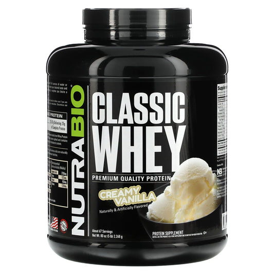 NutraBio, Classic Whey Protein, Creamy Vanilla, 5 lbs (2,268 g)