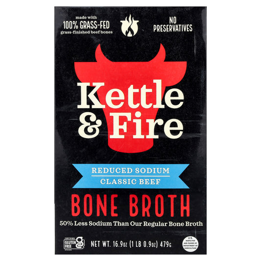 Kettle & Fire, Bone Broth, Classic Beef, Reduced Sodium, 16.9 oz (479 g)