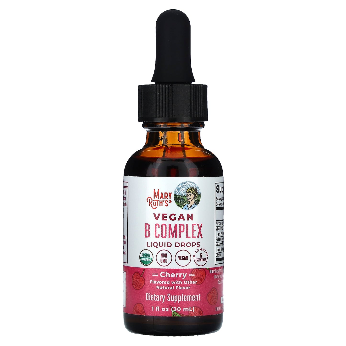 MaryRuth's, Vegan B Complex Liquid Drops, Cherry, 1 fl oz (30 ml)
