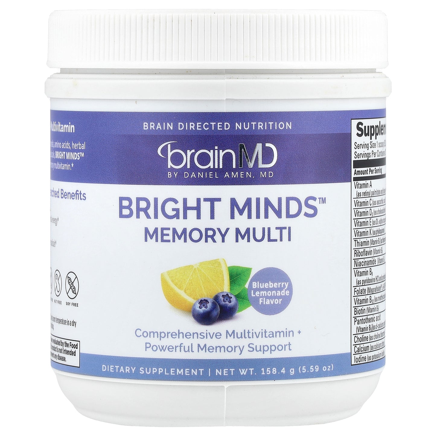 BrainMD, Bright Minds™ Memory Multi, Blueberry Lemonade, 5.59 oz (158.4 g)