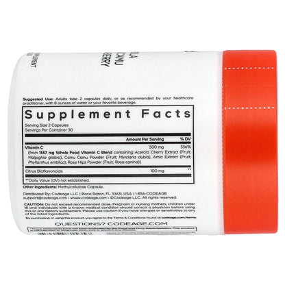 Codeage, Whole Food Vitamin C, 60 Capsules