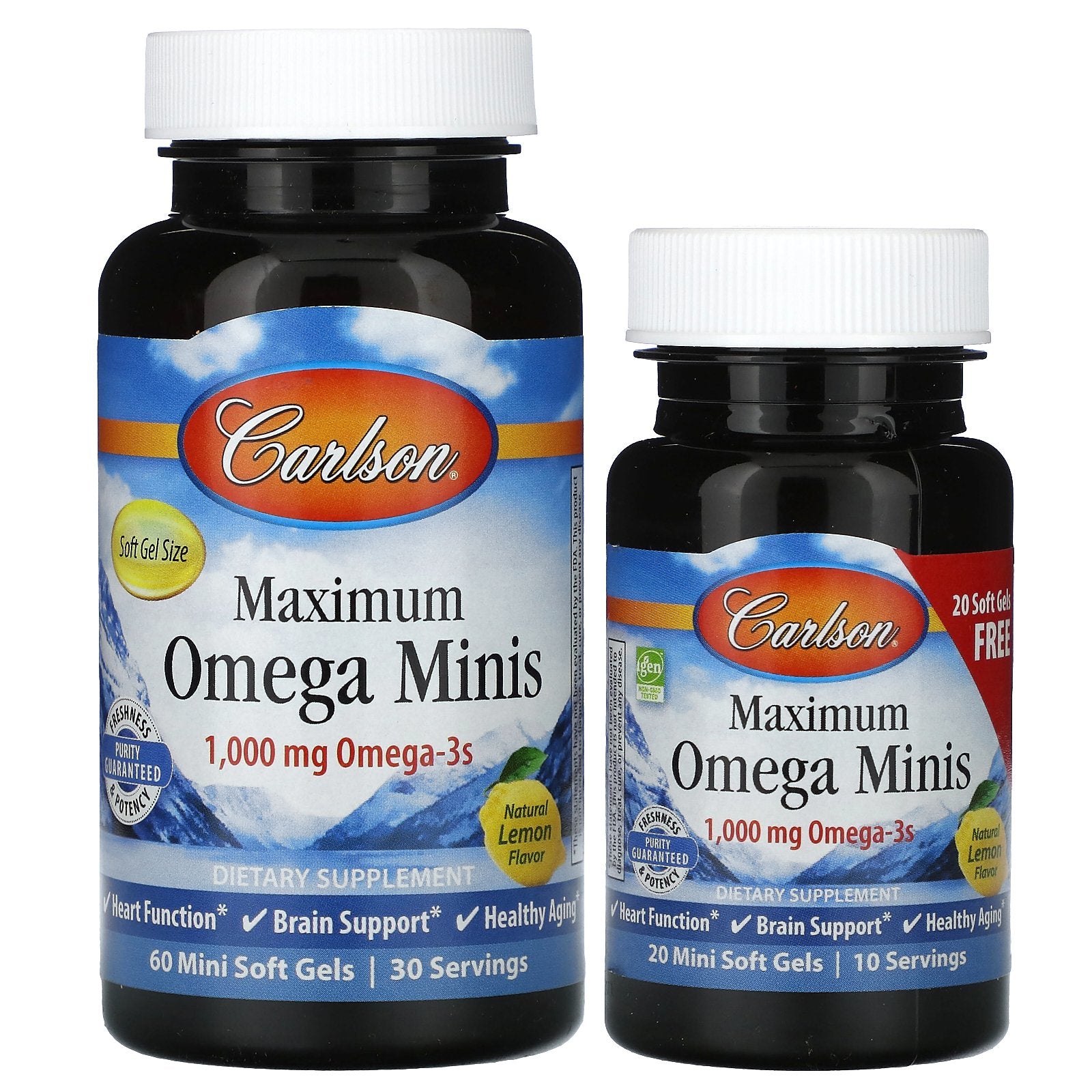 Carlson, Maximum Omega Minis, Natural Lemon, 80 Mini Soft Gels (500 mg per Soft Gel)