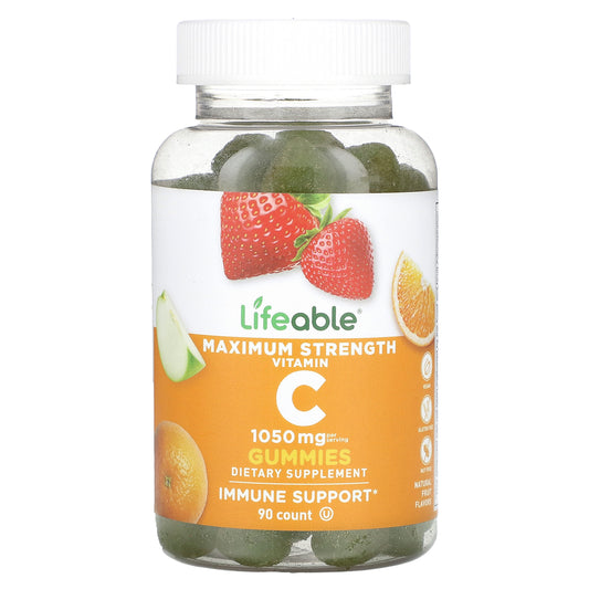 Lifeable, Maximum Strength Vitamin C Gummies, Natural Fruit, 90 Gummies (350 mg per Gummy)
