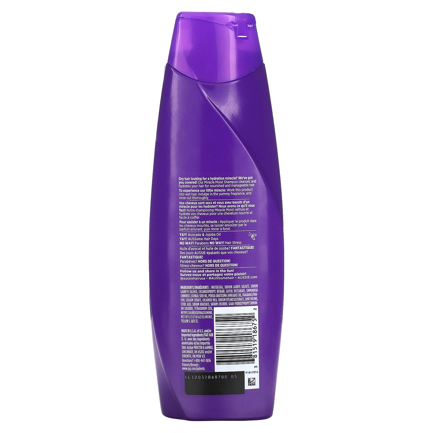 Aussie, Miracle Moist Shampoo, Avocado &  Jojoba Oil, 12.1 fl oz (360 ml)