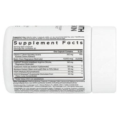 Codeage, Hair Growth + Smooth Skin, Max, 30 Vegetable Capsules