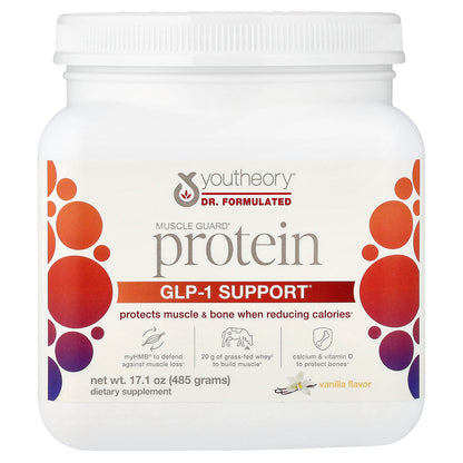 Youtheory, Muscle Guard Protein, GLP-1 Support, Vanilla, 17.1 oz (485 g)