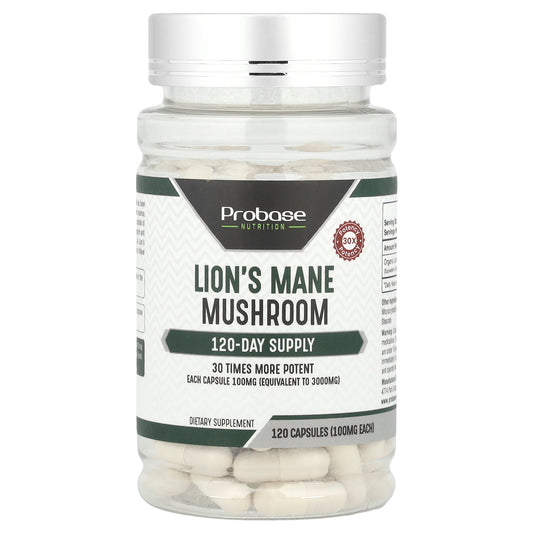 Probase Nutrition, Lion's Mane Mushroom, 100 mg, 120 Capsules