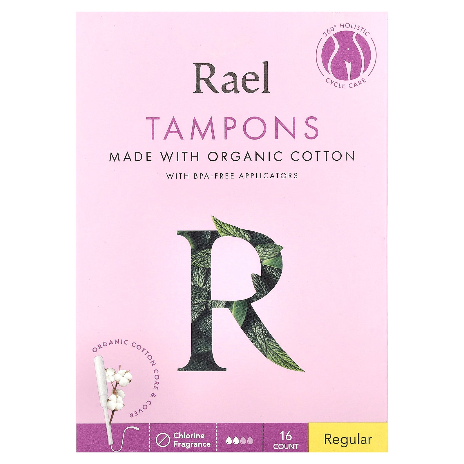 Rael, Organic Cotton Tampons, Regular, Fragrance Free , 16 Count