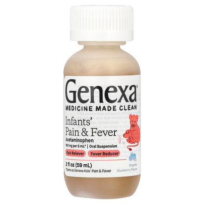 Genexa, Infants' Pain & Fever, Organic Blueberry, 160 mg, 2 fl oz (59 ml)