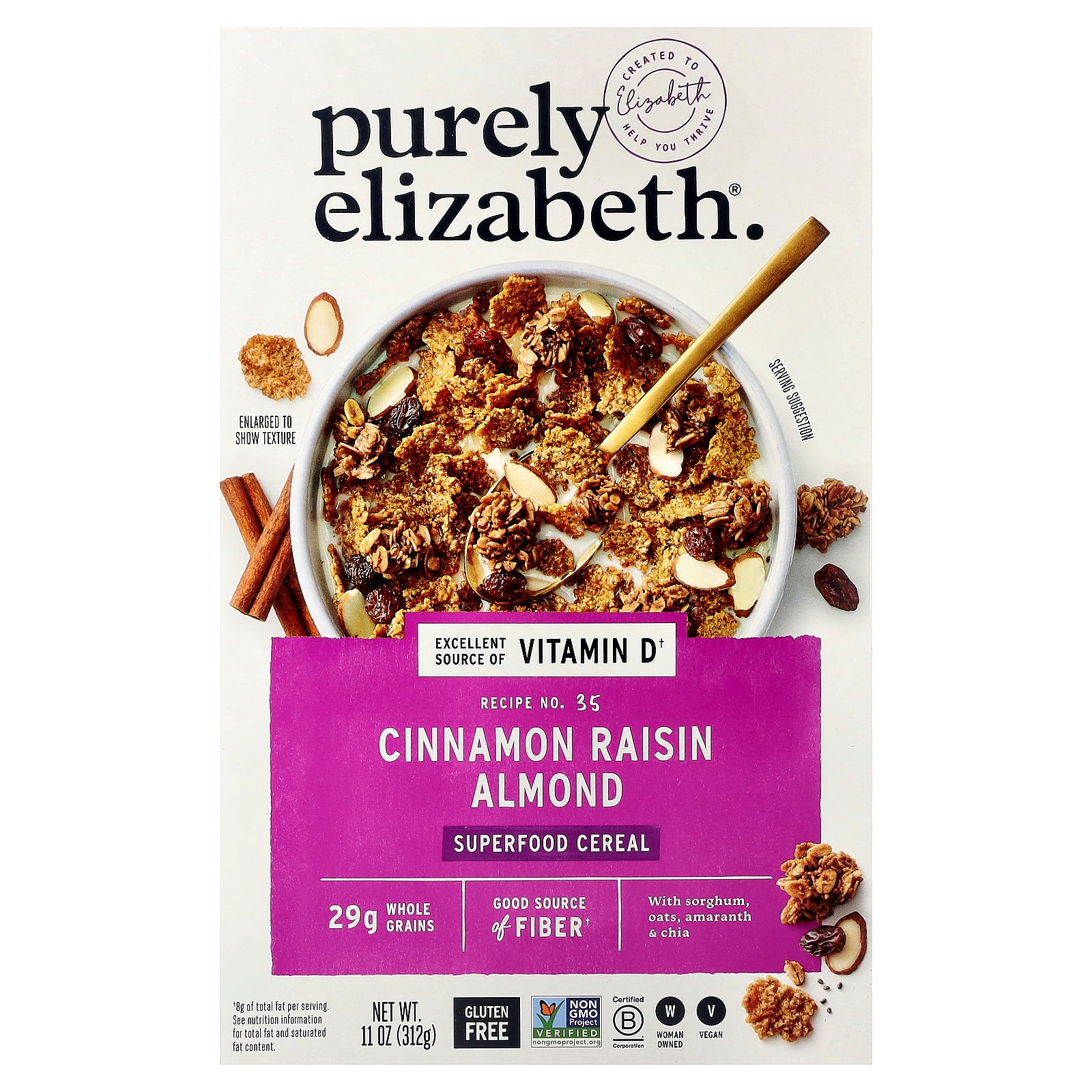 Purely Elizabeth, Superfood Cereal, Cinnamon Raisin Almond, 11 oz (312 g)