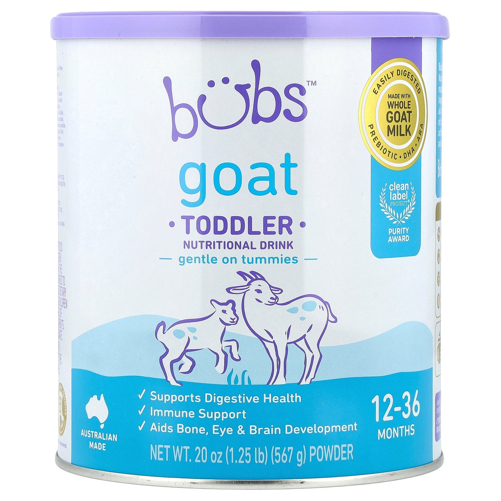 Aussie Bubs, Goat, Toddler, Nutritional Drink Powder, 12-36 Months, 20 oz (567 g)