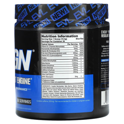 EVLution Nutrition, ENGN, Pre-Workout Engine, Blue Raz, 11 oz (312 g)