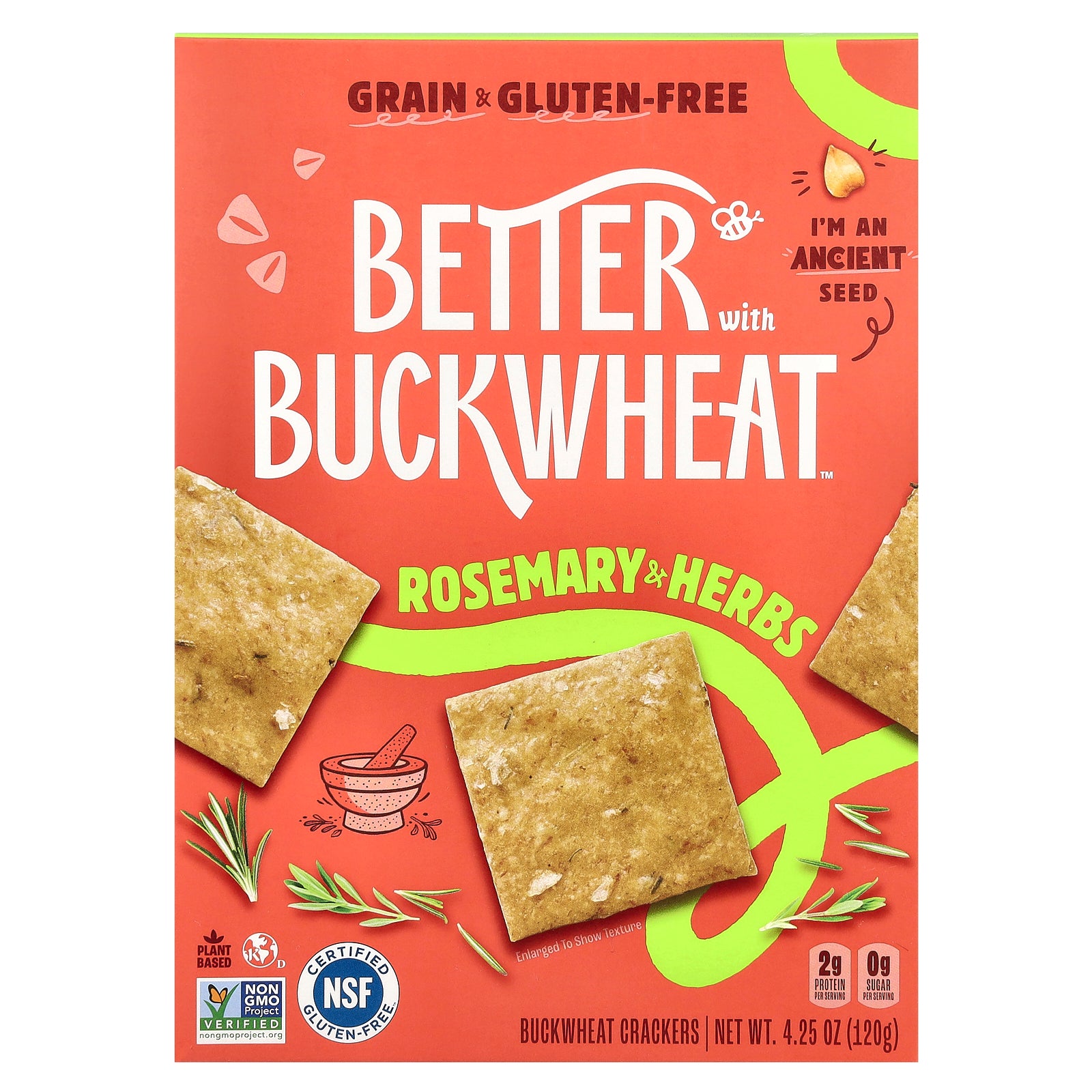 Better with Buckwheat, Buckwheat Crackers, Rosemary & Herbs, 4.25 oz (120 g)