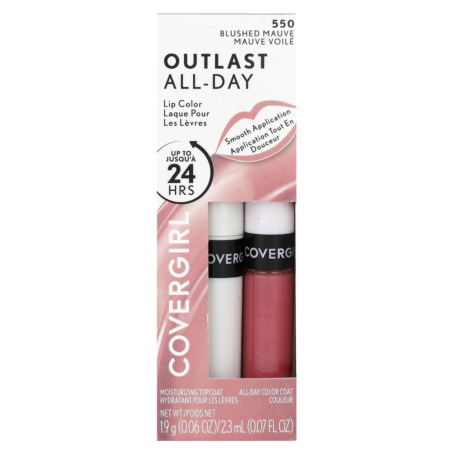 Covergirl, Outlast All-Day, Lip Color, 550 Blushed Mauve, 2 Piece Set