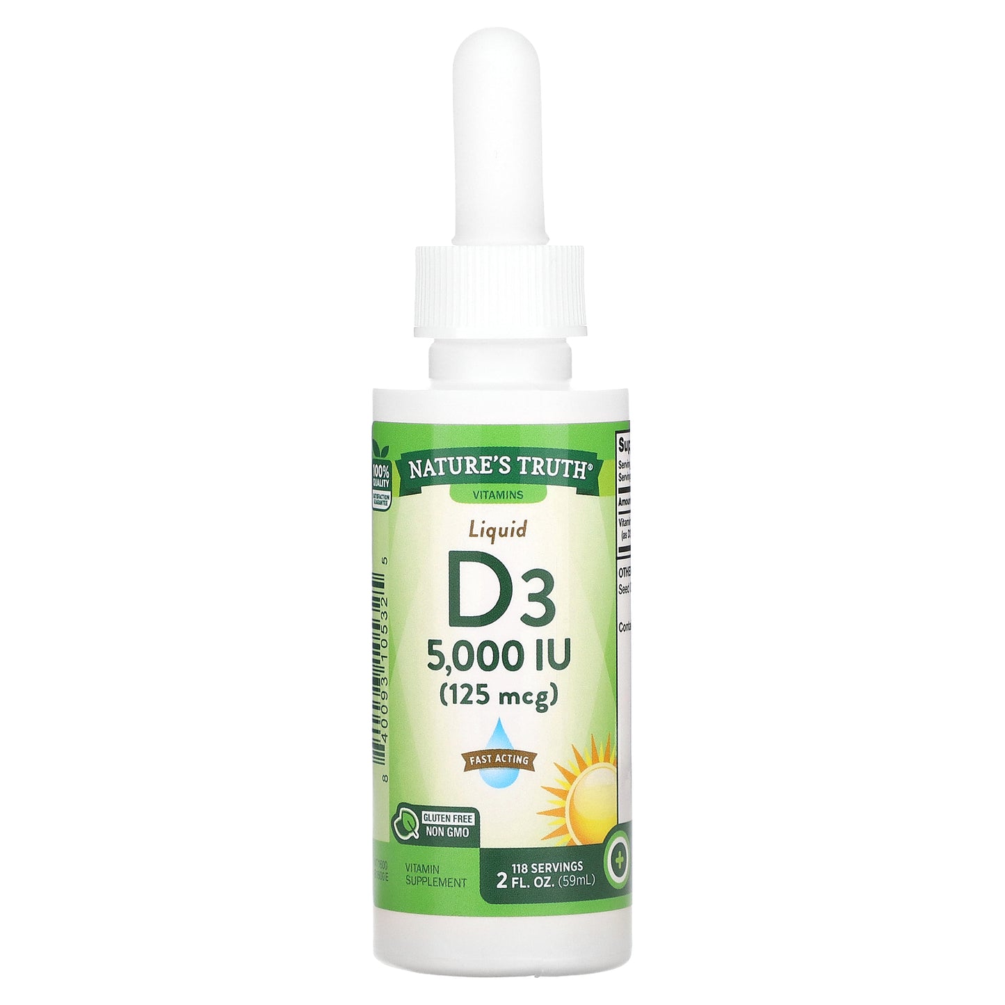 Nature's Truth, Vitamins, Liquid D3, 125 mcg (5,000 IU), 2 fl oz (59 ml)