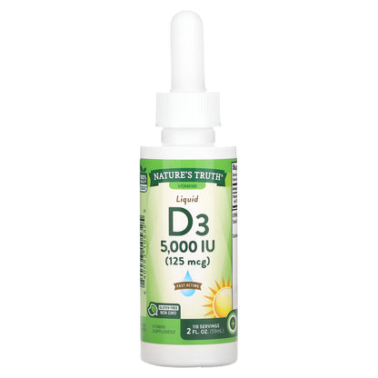 Nature's Truth, Vitamins, Liquid D3, 125 mcg (5,000 IU), 2 fl oz (59 ml)