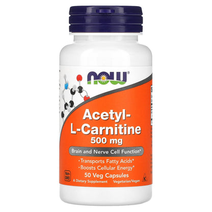 NOW Foods, Acetyl-L- Carnitine, 500 mg, 50 Veg Capsules