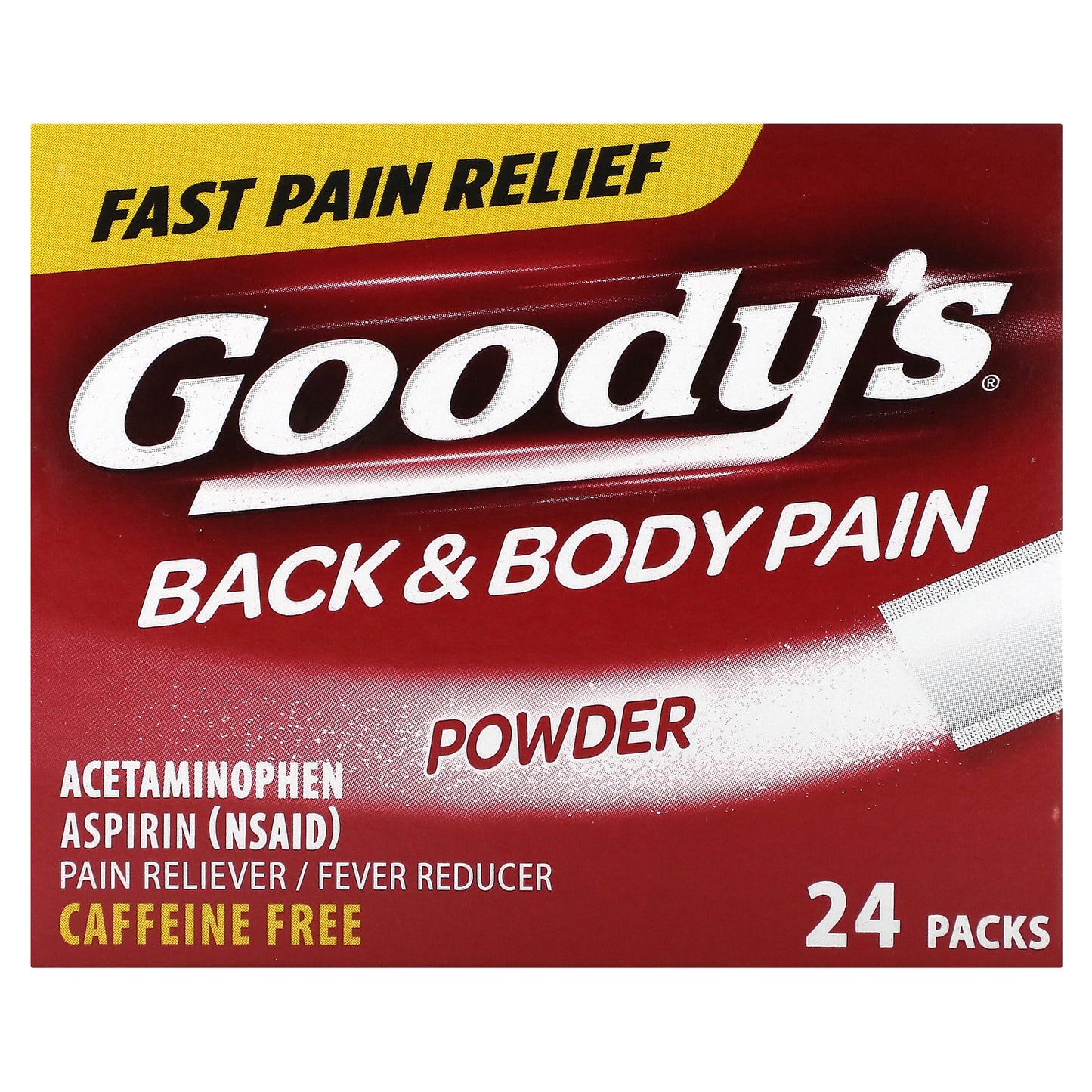 Goody's, Back & Body Pain Powder, Caffeine Free, 24 Packs