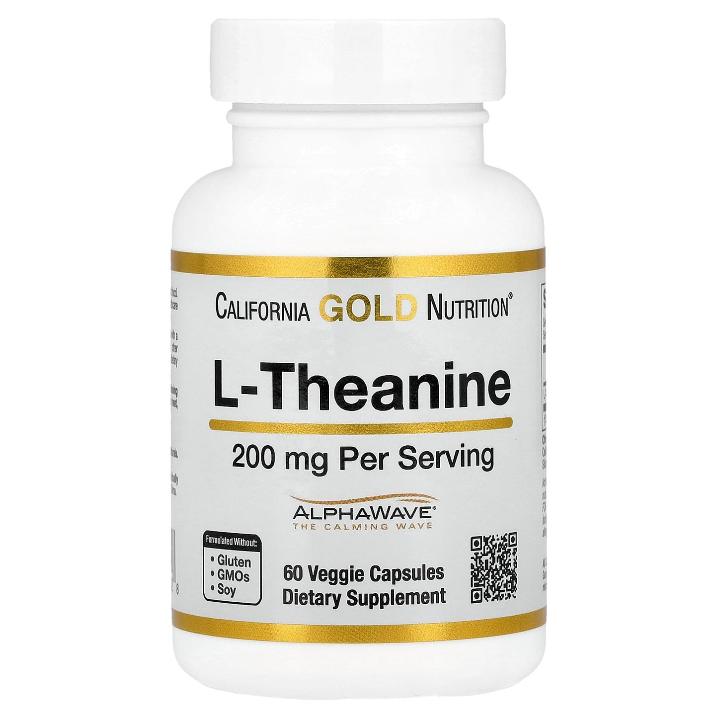 California Gold Nutrition, L-Theanine, Featuring AlphaWave®, 200 mg, 60 Veggie Capsules