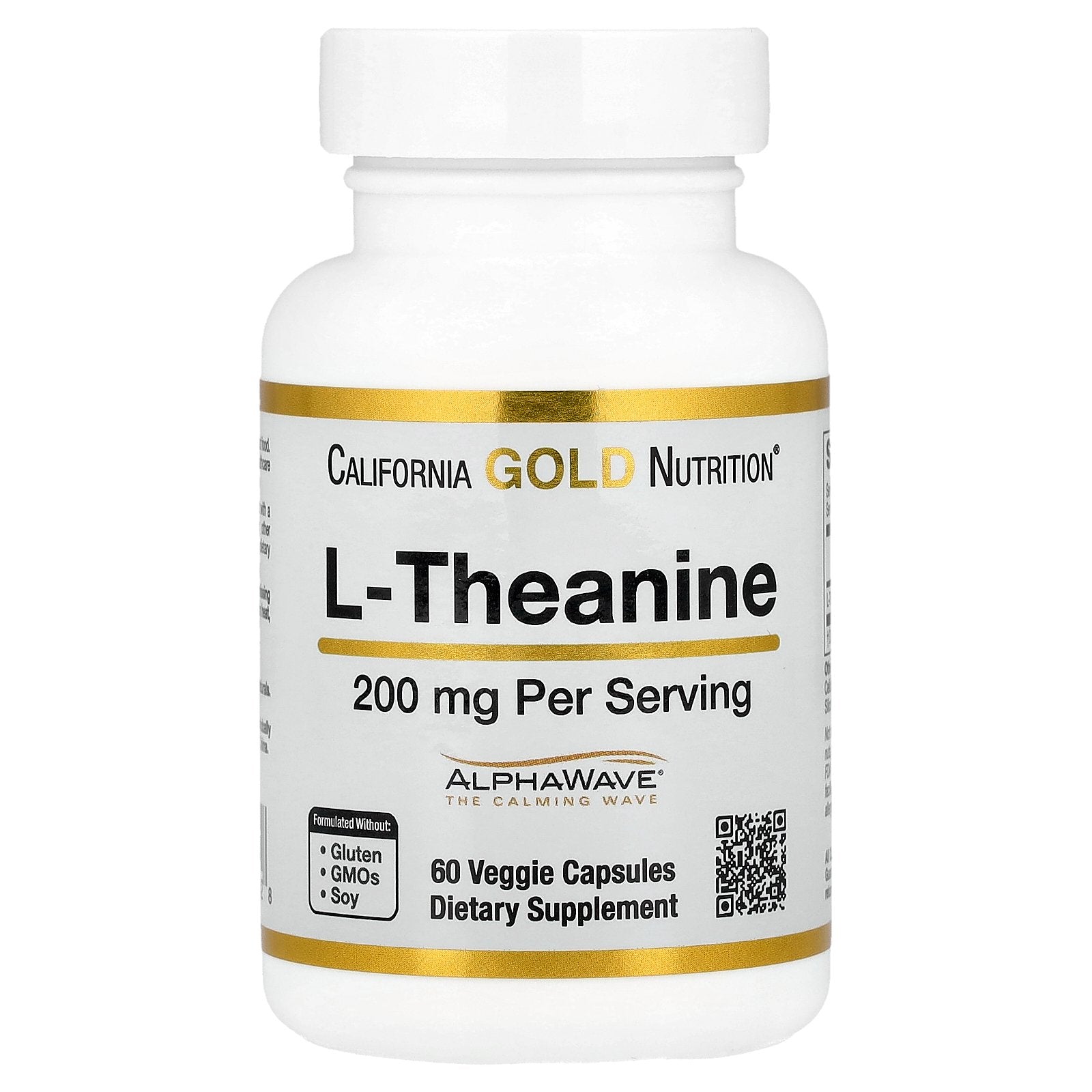 California Gold Nutrition, L-Theanine, Featuring AlphaWave®, 200 mg, 60 Veggie Capsules