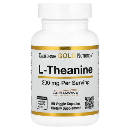 California Gold Nutrition, L-Theanine, Featuring AlphaWave®, 200 mg, 60 Veggie Capsules